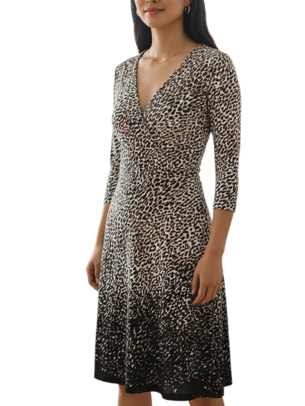 White House Black Market Animal Print Faux Wrap Dress, Size 6